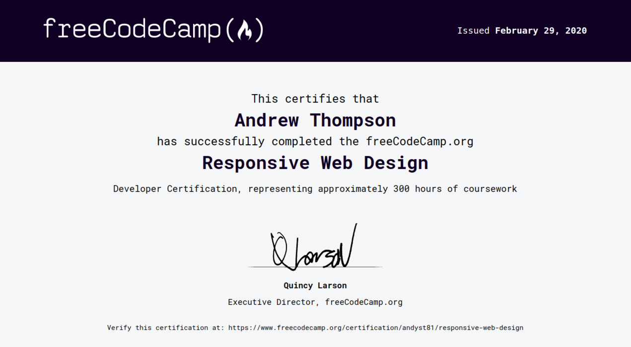 front end design certificate